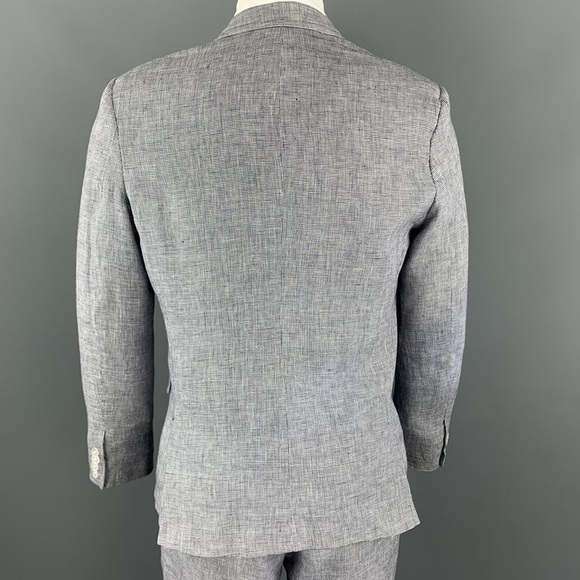 BAND OF OUTSIDERS Size 40 Navy & White Houndstooth Linen Notch Lapel Suit - Picture 6 of 7
